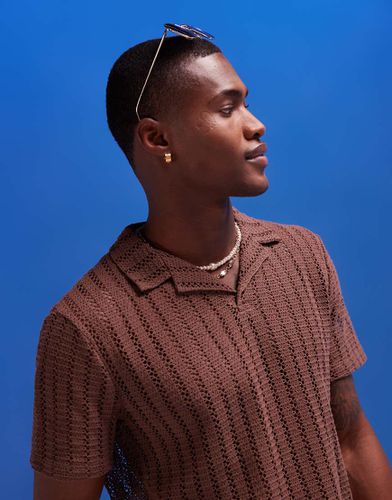 Polo en maille crochetée - Asos Design - Modalova