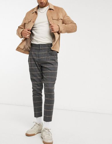 Pantalon court à pinces habillé fuselé en mélange de laine à carreaux - Asos Design - Modalova