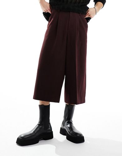 Pantalon court habillé en laine mélangée - Bordeaux - Asos Design - Modalova