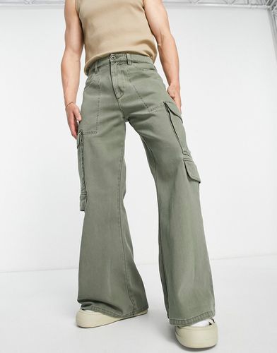 Pantalon cargo ultra-évasé - Kaki délavé - Asos Design - Modalova