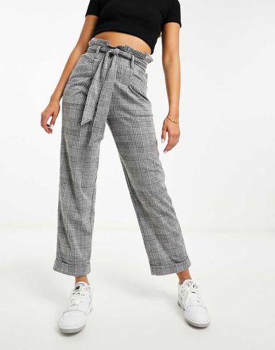 Pantalon carotte à taille haute froncée et carreaux Prince de Galles - Asos Design - Modalova