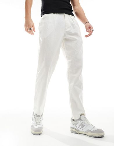 Pantalon chino ajusté en lin plissé - Asos Design - Modalova