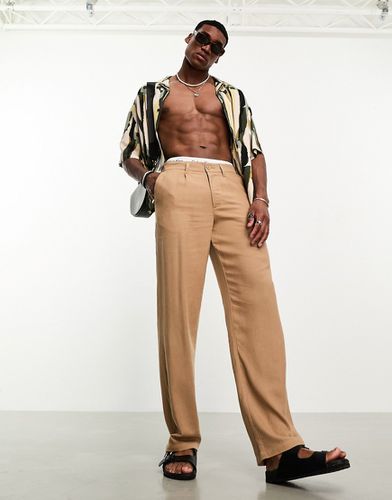 Pantalon chino décontracté en lin mélangé - Fauve - Asos Design - Modalova