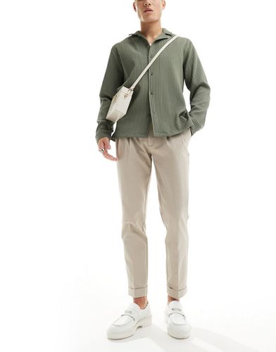 Pantalon chino élégant coupe ajustée de qualité supérieure à revers - Écru - Asos Design - Modalova