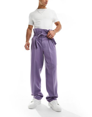 Pantalon ample élégant à taille haute froncée - Lilas - Asos Design - Modalova