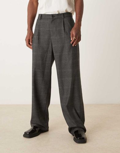 Pantalon ample habillé à carreaux avec pinces sur le devant - Asos Design - Modalova