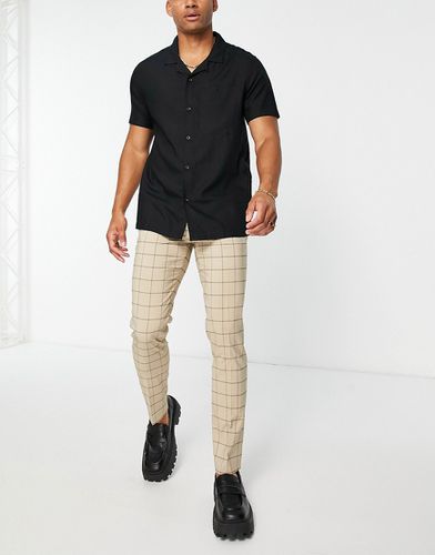 Pantalon ajusté à motif quadrillage - Taupe - Asos Design - Modalova