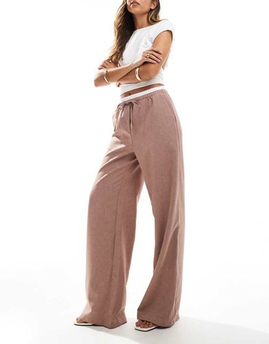 Pantalon ajusté ample avec taille contrastante - Vison - Asos Design - Modalova