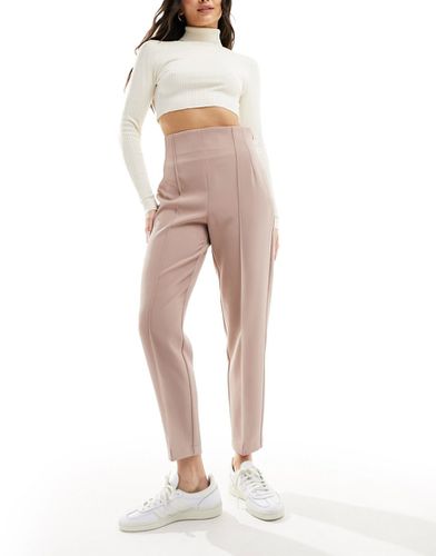 Pantalon ajusté taille haute à surpiqûres - Vison - Asos Design - Modalova