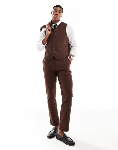 Pantalon de costume ultra skinny en lin - Marron - Asos Design - Modalova