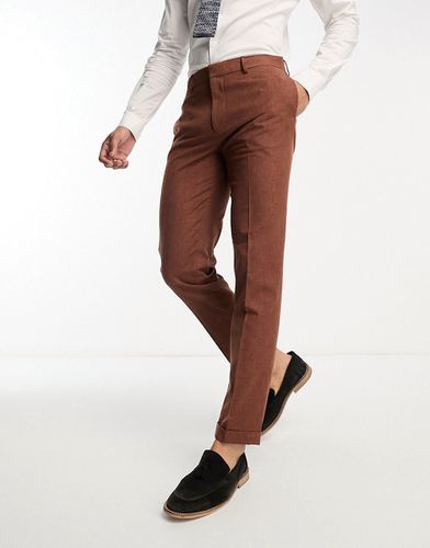 Pantalon de costume ajusté en tissu texturé - Chocolat - Asos Design - Modalova
