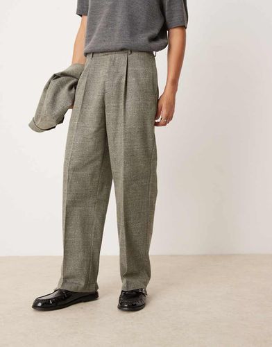 Pantalon de costume ample à taille haute et plis sur le devant en tweed - Asos Design - Modalova