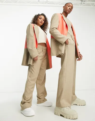 Pantalon de costume droit unisexe ajusté effet color block - Multicolore - BROWN - Asos Design - Modalova