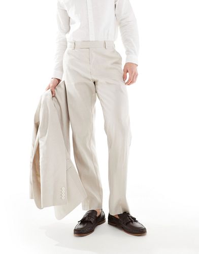 Pantalon de costume droit en lin mélangé - Taupe - Asos Design - Modalova
