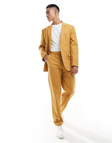 Pantalon de costume droit en lin mélangé - Rouille - Asos Design - Modalova