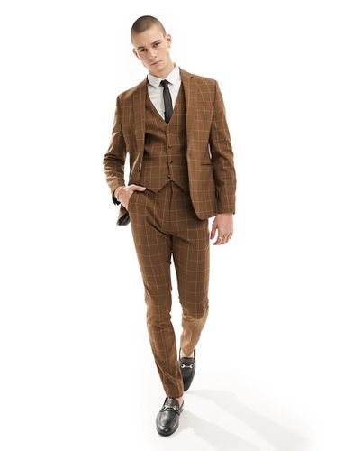 Pantalon de costume skinny à carreaux ton sur ton - Marron - Asos Design - Modalova