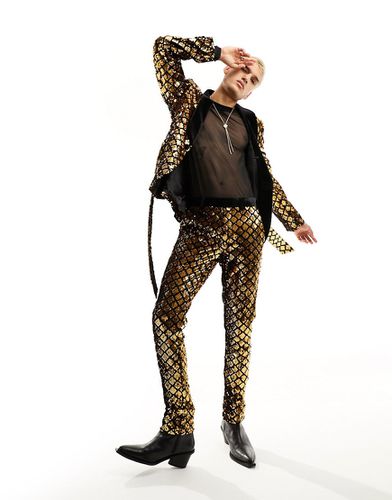 Pantalon de costume skinny à sequins et à strass - et doré - Asos Design - Modalova