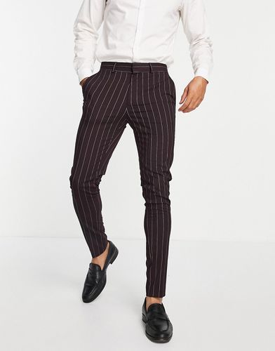 Pantalon de costume slim à fines rayures - Bordeaux - Asos Design - Modalova