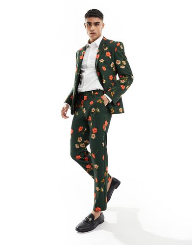 Pantalon de costume slim à imprimé fleurs - Asos Design - Modalova