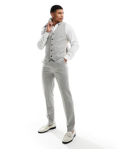 Pantalon de costume slim en laine mélangée texturée - clair - Asos Design - Modalova