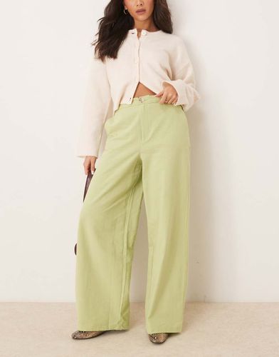 Pantalon de tailleur coupe dad ample en lin mélangé - Asos Design - Modalova