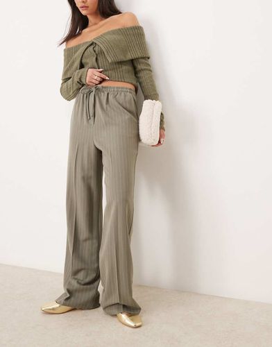 Pantalon de tailleur rayé à enfiler - Kaki - Asos Design - Modalova