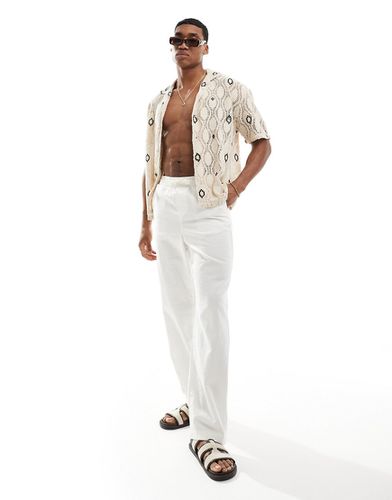 Pantalon décontracté en lin avec taille élastiquée - Asos Design - Modalova