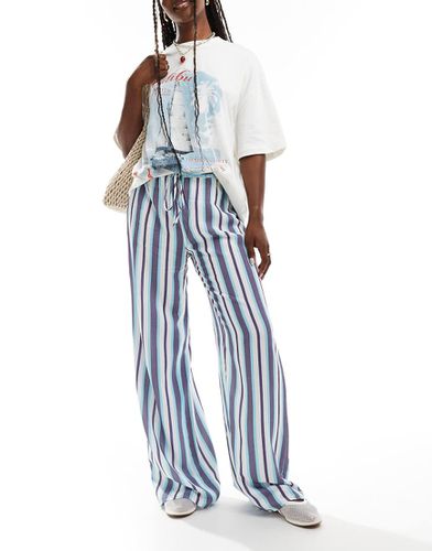 Pantalon décontracté rayé en lin mélangé - Bleu - Asos Design - Modalova