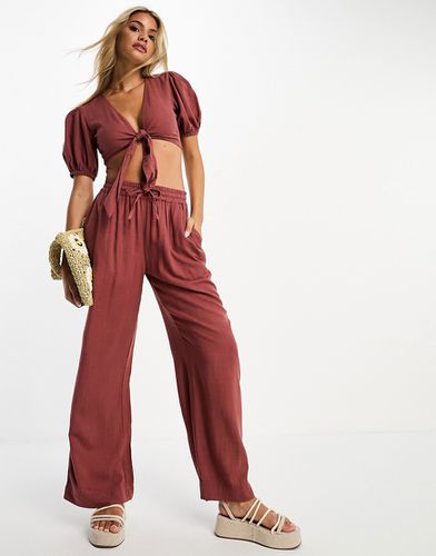 Pantalon d'ensemble à enfiler en lin - Terracotta - Asos Design - Modalova