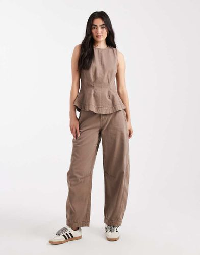 Pantalon d'ensemble ample  coutures contrastantes - taupe dlav - Asos Design - Modalova