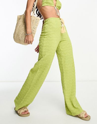 Pantalon d'ensemble large texturé avec cordon de serrage - Citron - Asos Design - Modalova