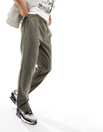 Pantalon droit à enfiler avec taille élastique - Kaki - Asos Design - Modalova