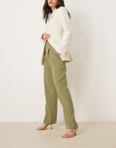 Pantalon droit habill  bouton dor - Kaki - Asos Design - Modalova