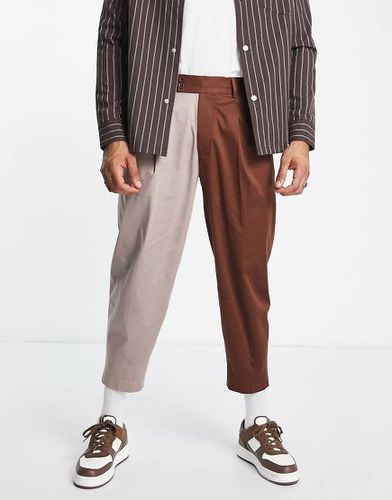 Pantalon élégant coupe ultra bouffante en coton effet raccordé - ton sur ton - Asos Design - Modalova