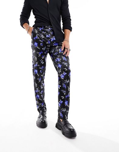 Pantalon élégant coupe ajustée en satin à imprimé fleurs - Asos Design - Modalova