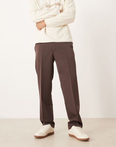 Pantalon lgant coupe droite - Marron fonc - Asos Design - Modalova