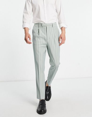 Pantalon élégant coupe fuselée à fines rayures - Sauge - Asos Design - Modalova