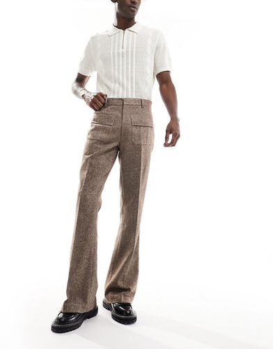 Pantalon élégant évasé en tweed de laine mélangée - Marron - Asos Design - Modalova