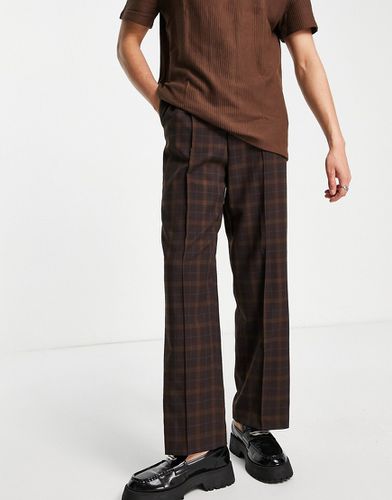 Pantalon élégant large à carreaux et cordon de serrage - Asos Design - Modalova