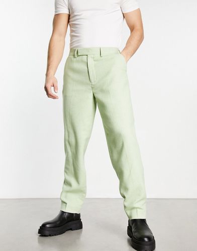 Pantalon élégant oversize en laine mélangée à petits carreaux - Sauge - Asos Design - Modalova