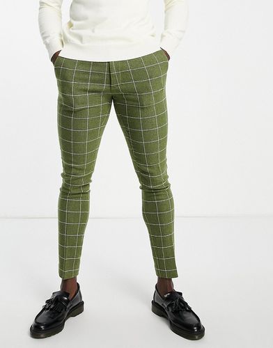 Pantalon élégant super skinny en laine mélangée à grands carreaux - fusil - Asos Design - Modalova
