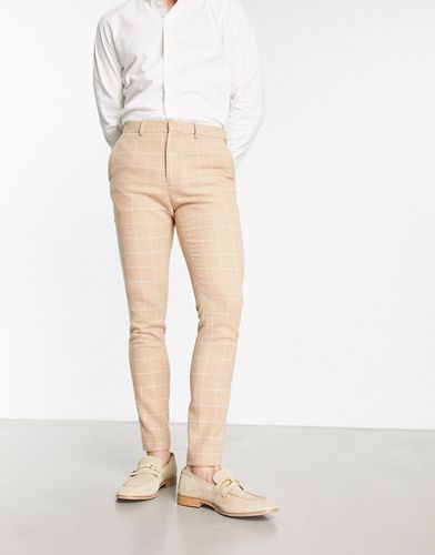 Pantalon élégant super skinny en laine mélangée à petits carreaux - Camel - Asos Design - Modalova