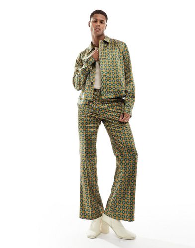 Pantalon évasé d'ensemble habillé à imprimé géométrique - Multicolore - Asos Design - Modalova