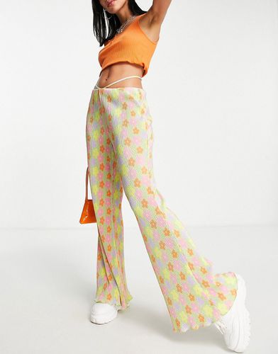 Pantalon évasé en polyester plissé à liens amovibles et imprimé fleurs - MULTI - Asos Design - Modalova