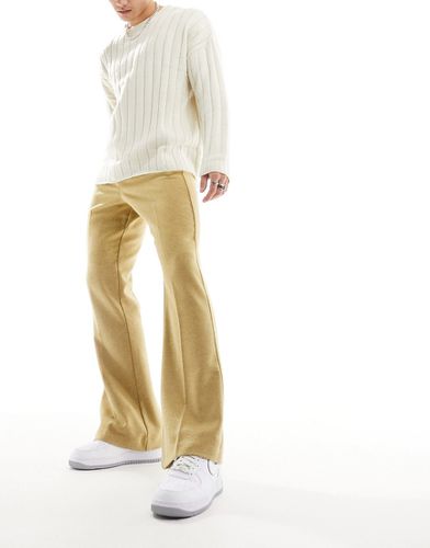 Pantalon évasé élégant à taille haute en laine mélangée - Taupe - Asos Design - Modalova
