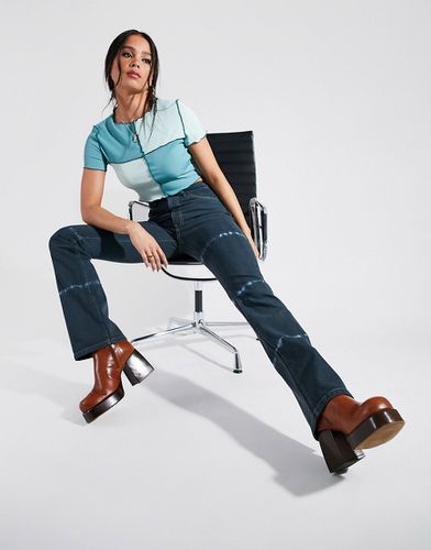 Pantalon évasé oversize taille mi-haute - Pétrole tie-dye - Asos Design - Modalova