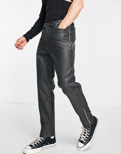 Pantalon fuselé en imitation cuir avec fermeture éclair - délavé - Asos Design - Modalova