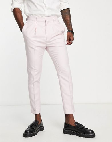 Pantalon fuselé habillé en tissu micro-texturé à revers - pastel - Asos Design - Modalova