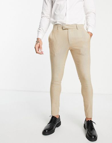Pantalon habillé ultra skinny en laine mélangée à larges chevrons - Taupe - Asos Design - Modalova