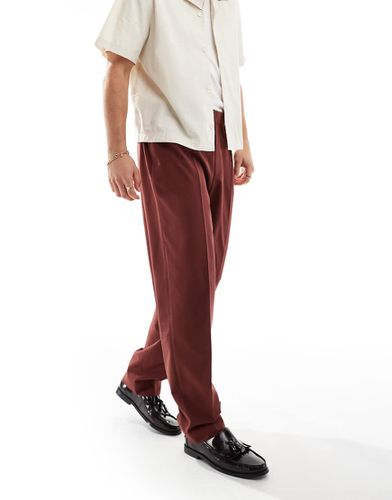 Pantalon habillé oversize coupe fuselée à enfiler - Bordeaux - Asos Design - Modalova